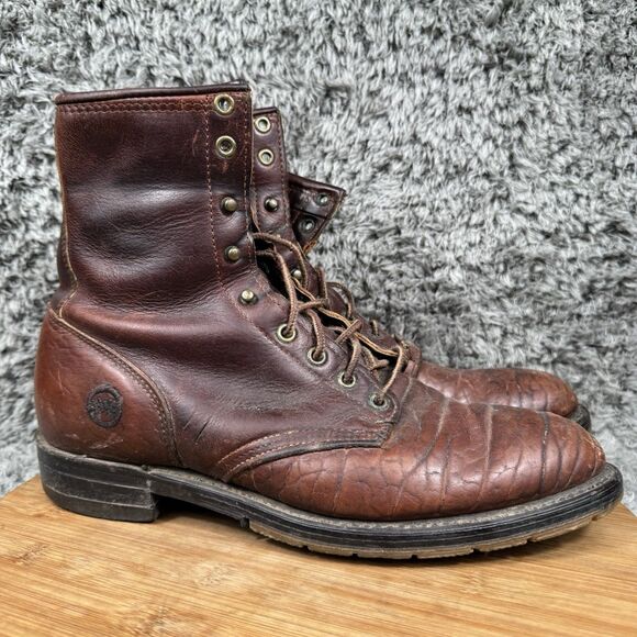 Double H Boots Men's 10 EE Lacer Leather Western Cowboy Work Vintage 9748 - Picture 1 of 11